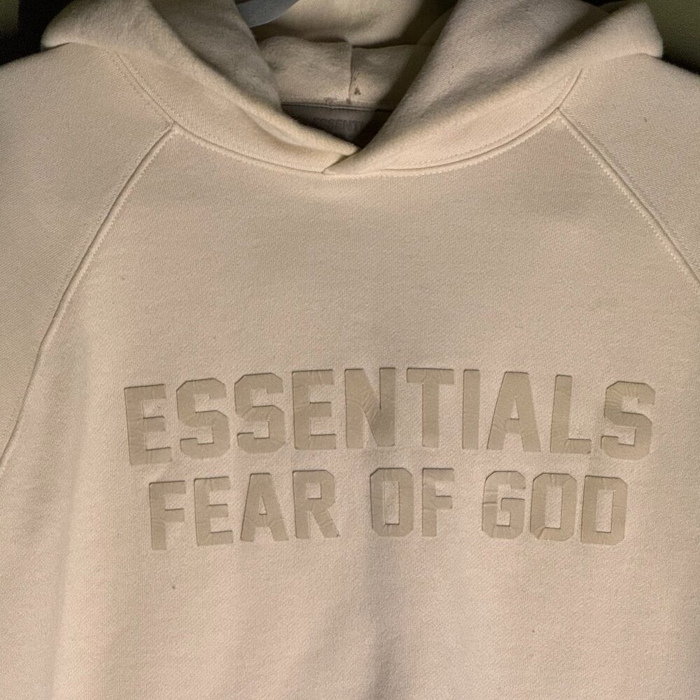 Fear of God Men's Cream and White Hoodie